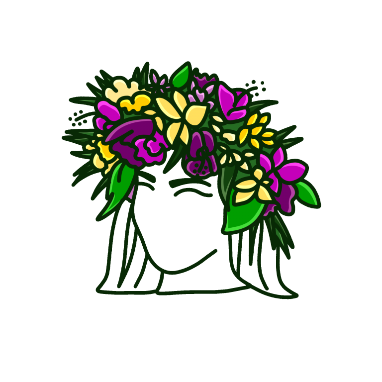 Illustration d'une femme portant une couronne de fleurs